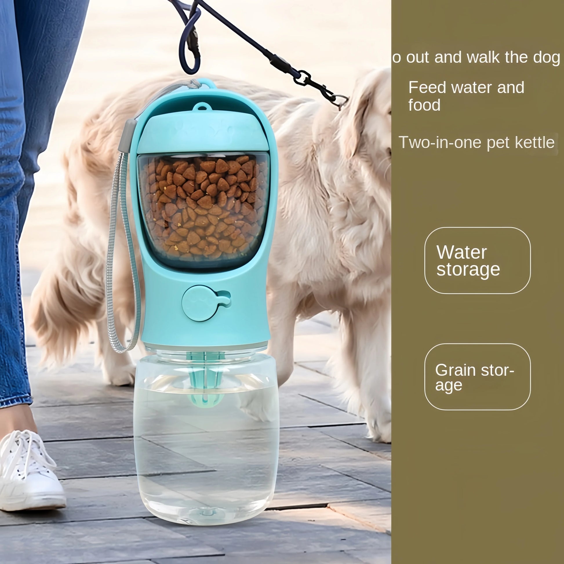 Portable Dog Cat Water Bottle with Storage Food and Water Container for Puppy Pets Dogs Feeder Bowl Outdoor Travel Pet Supplies